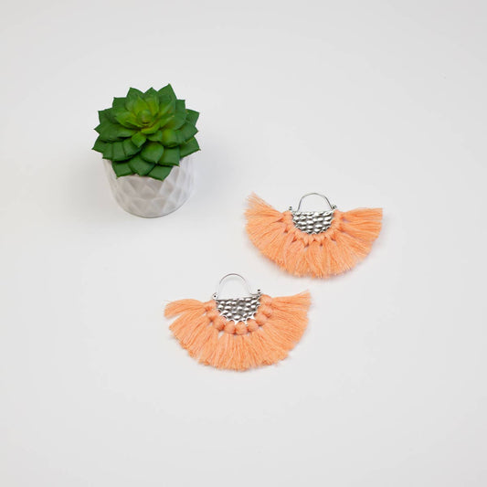 Silvertone & Blush Fringe Drop Earrings