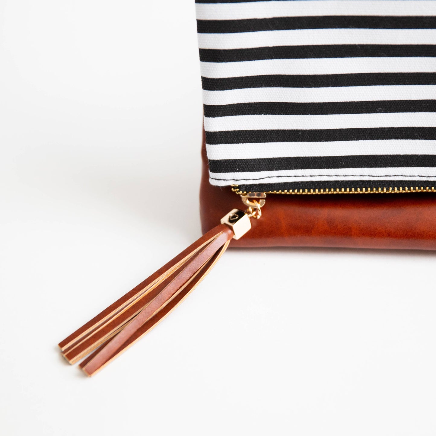 *$6.97 Closeout* FoldOver Clutch Classic Black/White stripe