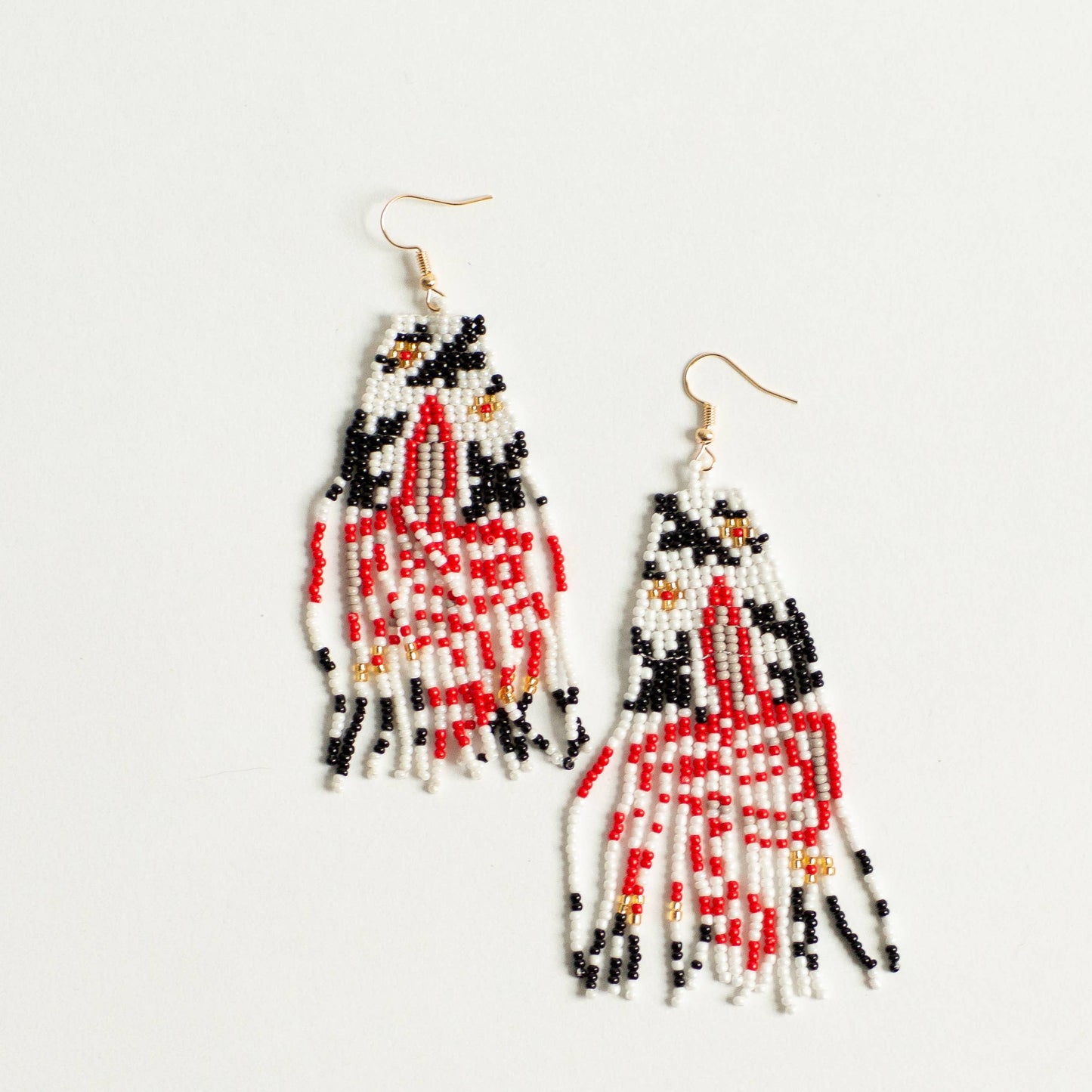 *5.00 closeout* Beaded Red & Ivory Earring