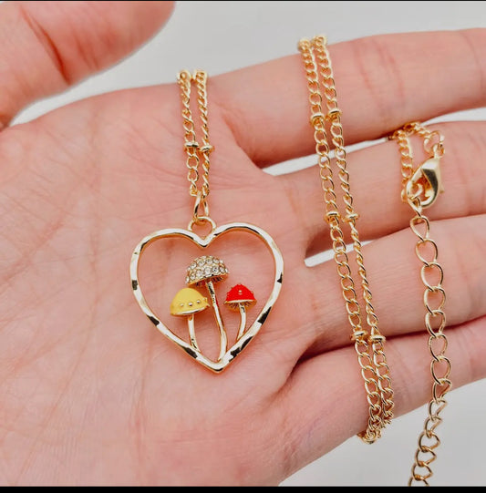 Heart Shaped Mushroom Pendant