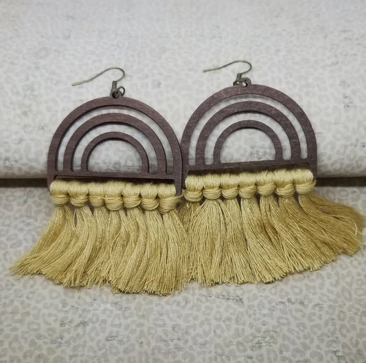 Wood Tassel Earrings