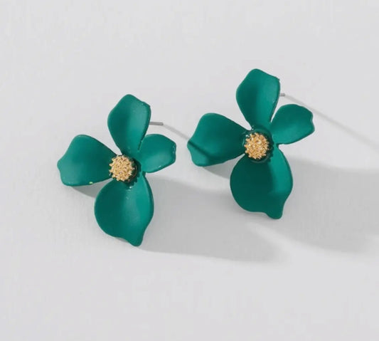 Green Flower Earrings