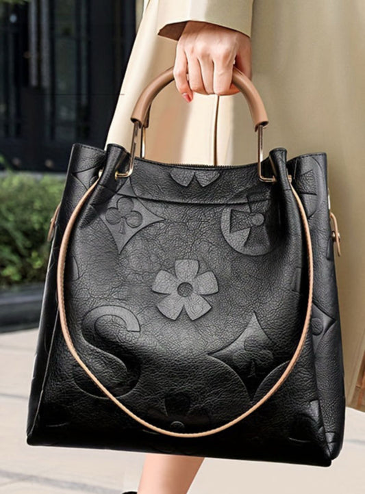 Embossed Vegan Leather Tote