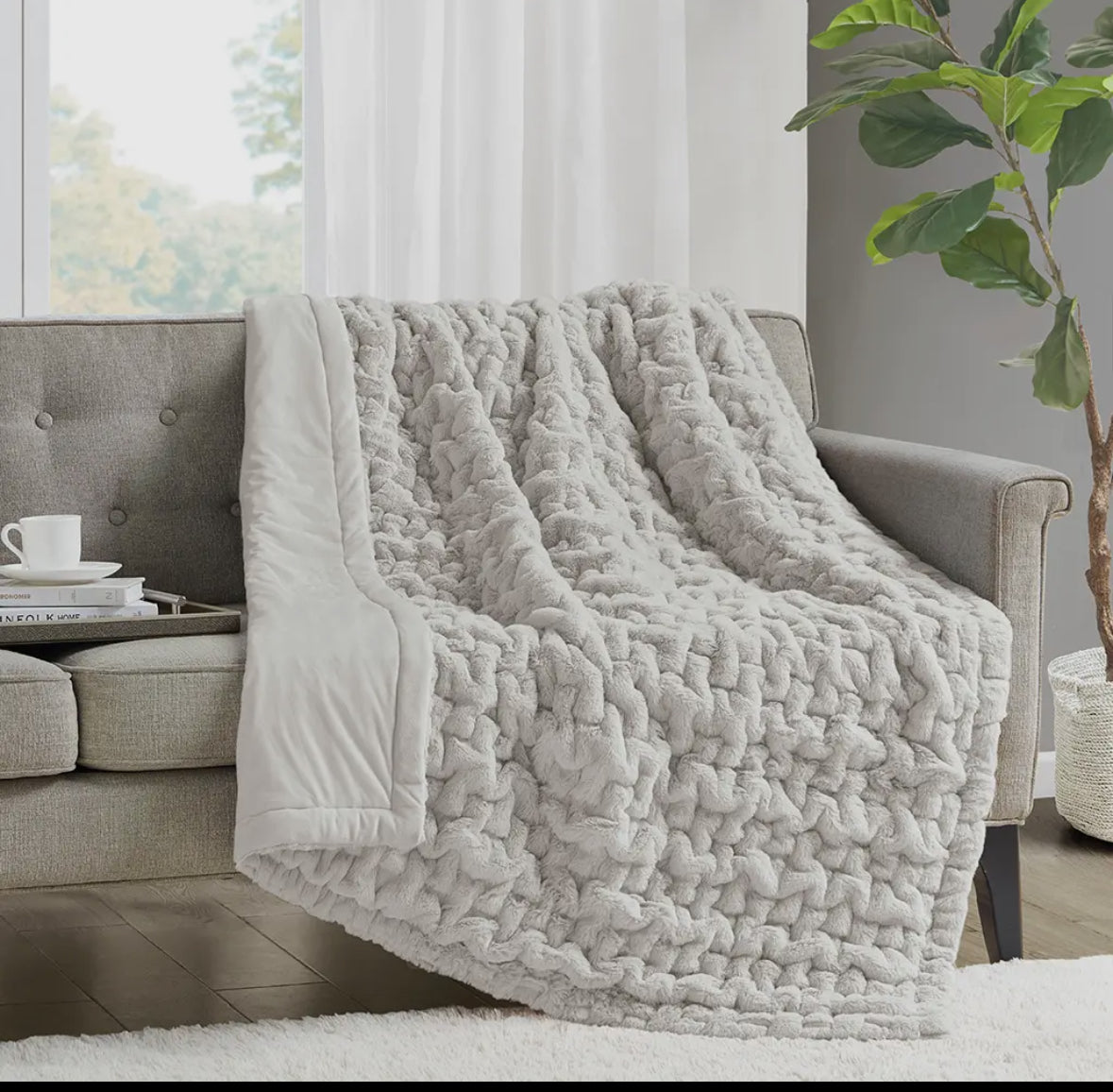 Gray fur blanket