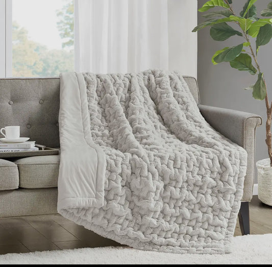 Gray fur blanket