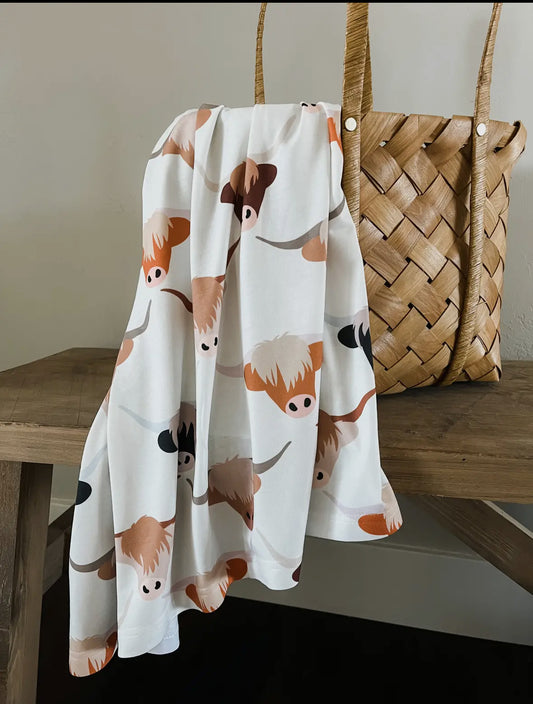 Highland Cow Swaddle Blanket