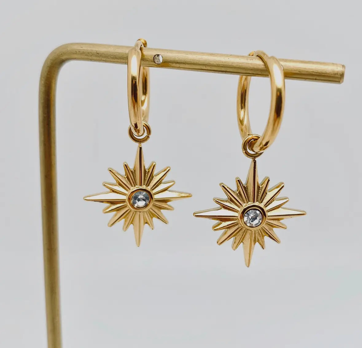 Gold plated sunburst hoops