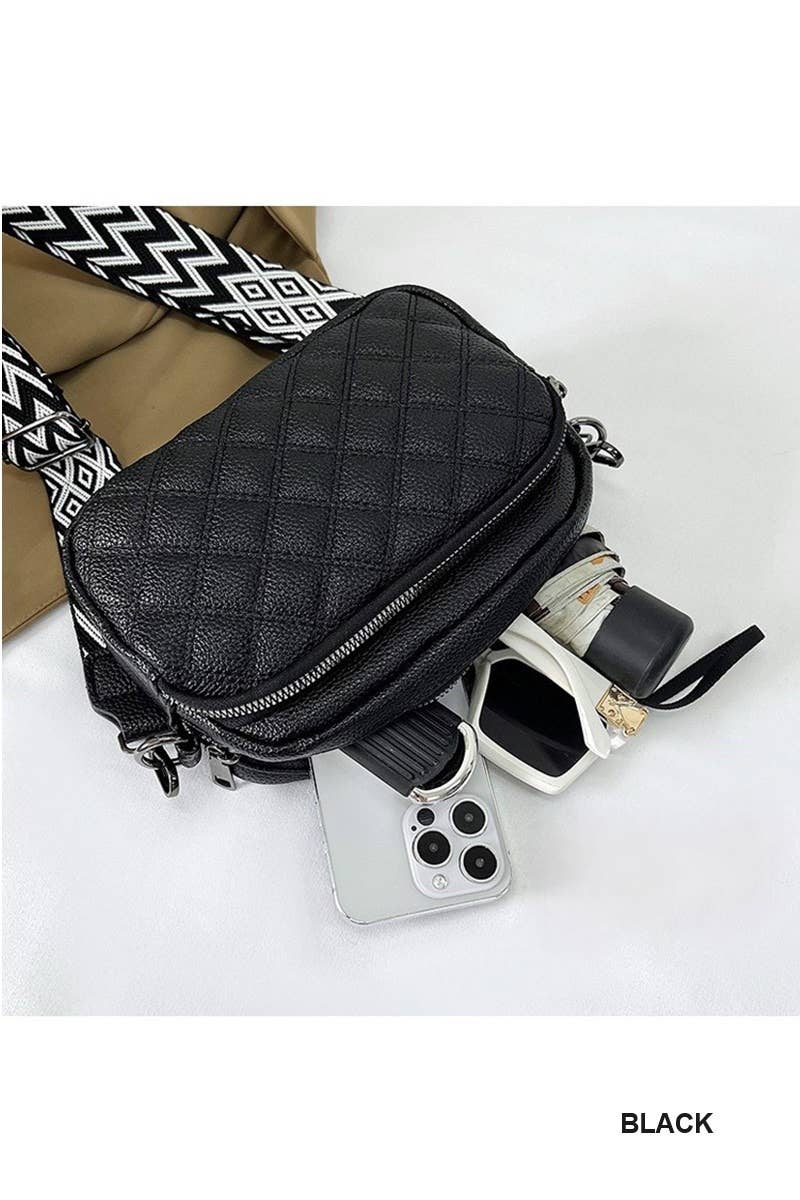 ...SI-26767 Quilted Vegan Leather Crossbody Camera Bag