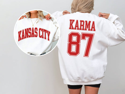 Kansas City Karma 87 - Trendy Varsity Style Sweatshirt